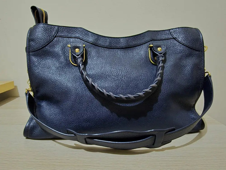 Balenciaga Medium City Edge Satchel Blue Ghw Crossbody Bag