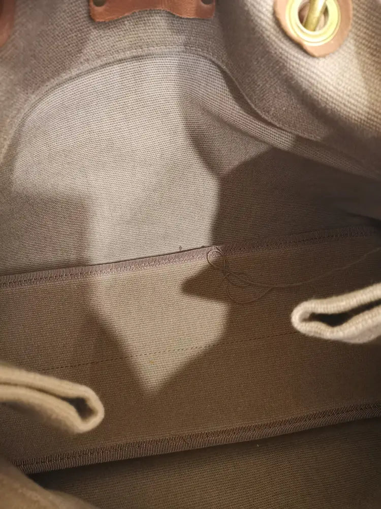 Bottega Veneta Beige Woven Canvas Top Handle Handbag