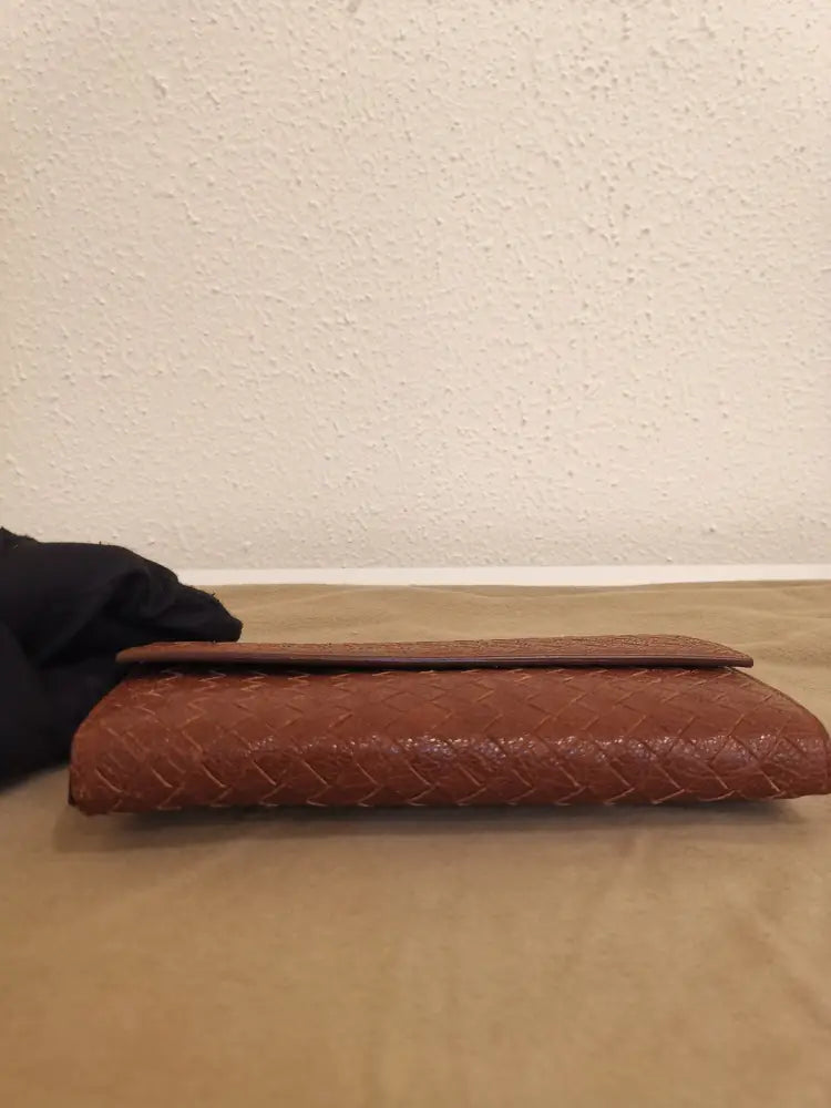 Bottega Veneta Interciatto Flap Leather Wallet Brown