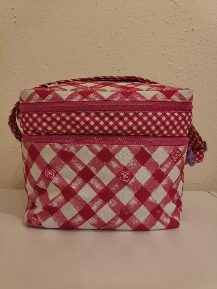 Chanel Vanity In Pink & White Vichy Canvas Shw #14 Crossbody Bag