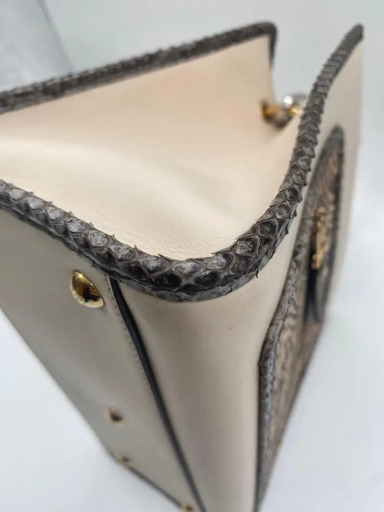 Fendi Runway Leather Python Tote Bag