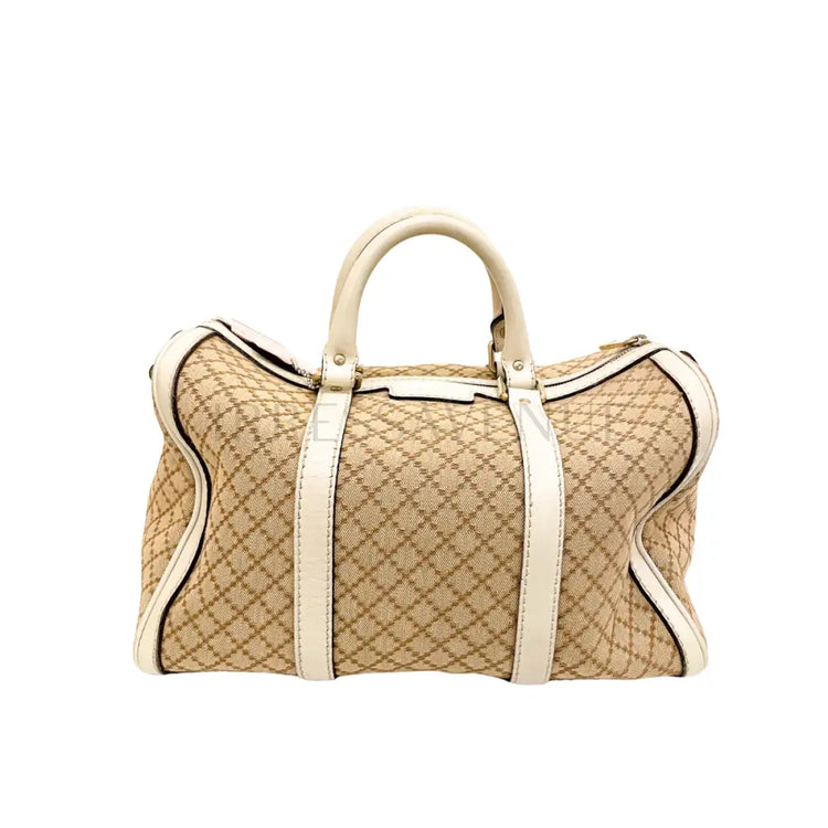 Gucci Boston White Canvas Diamante Handbag