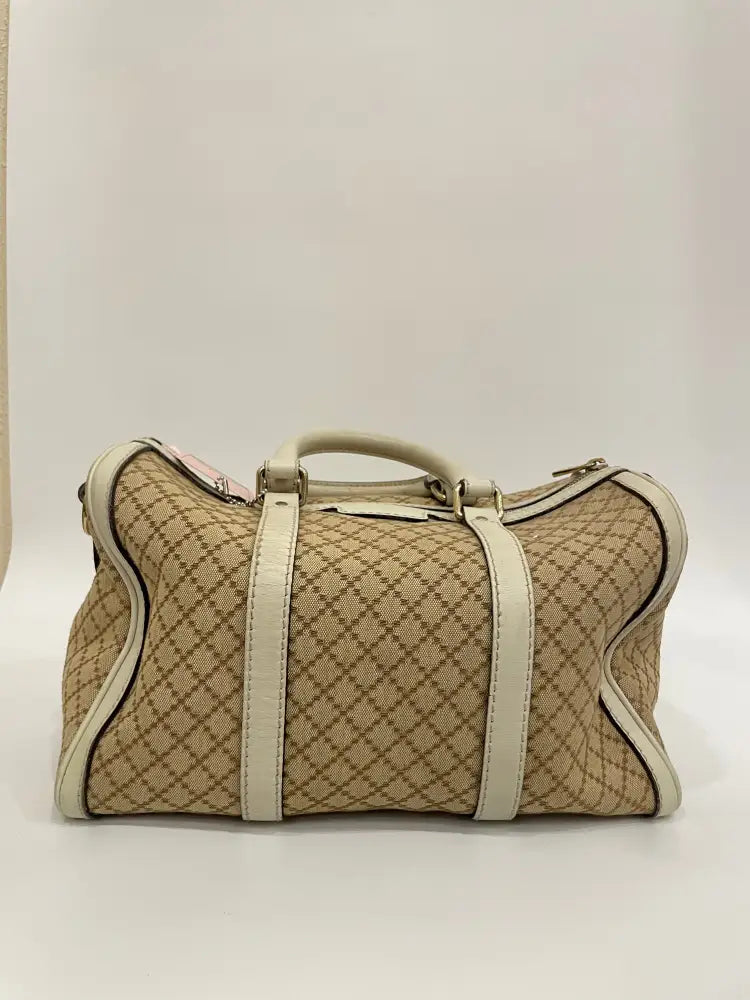 Gucci Boston White Canvas Diamante Handbag