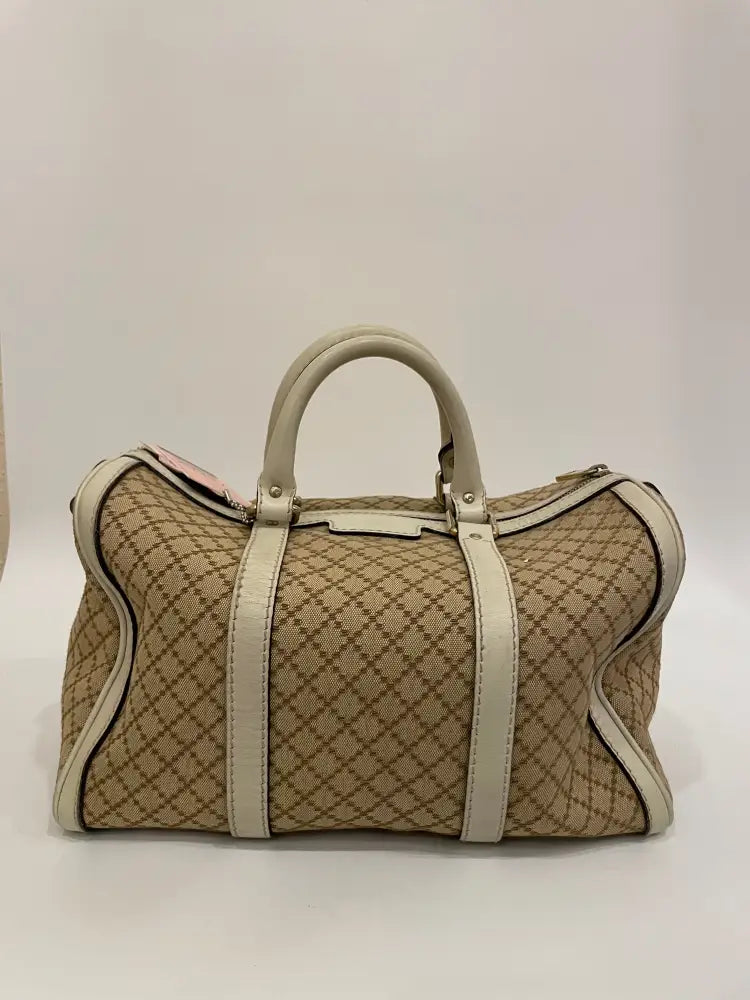 Gucci Boston White Canvas Diamante Handbag