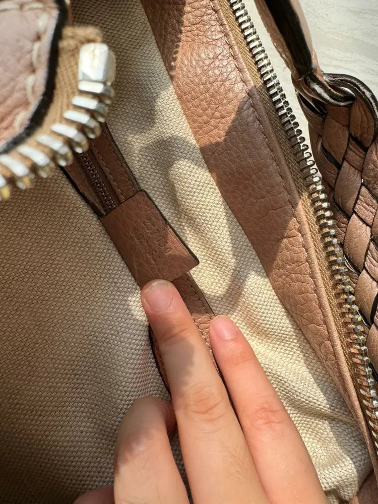 Gucci Monogram Canvas Tote Bag With Braided Leather Brown 2007 Shoulder