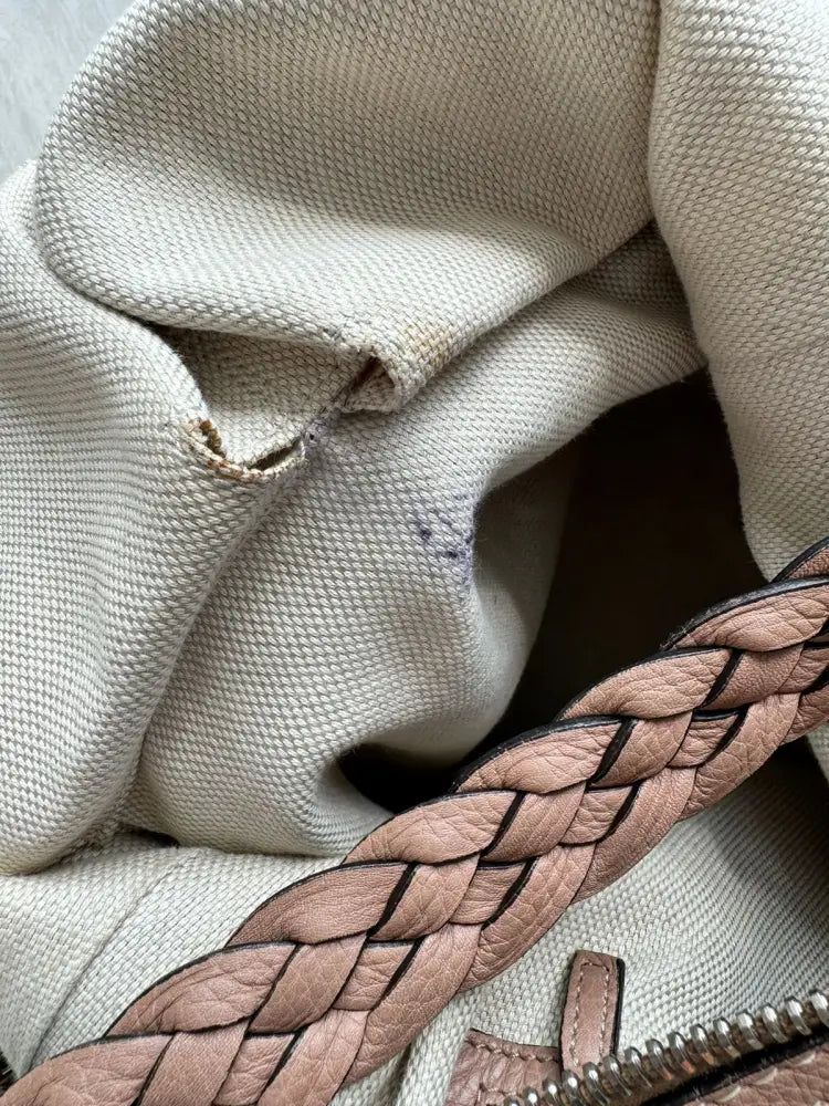 Gucci Monogram Canvas Tote Bag With Braided Leather Brown 2007 Shoulder
