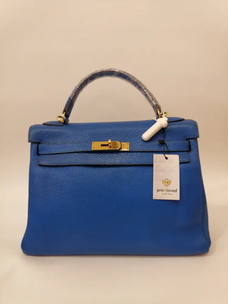 Hermes Kelly Clemens 32 Ghw Blue Lambskin 2012 Handbag
