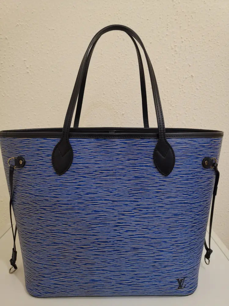 Louis Vuitton Neverfull Epi Denim Blue With Pouch (2016) Tote Bag