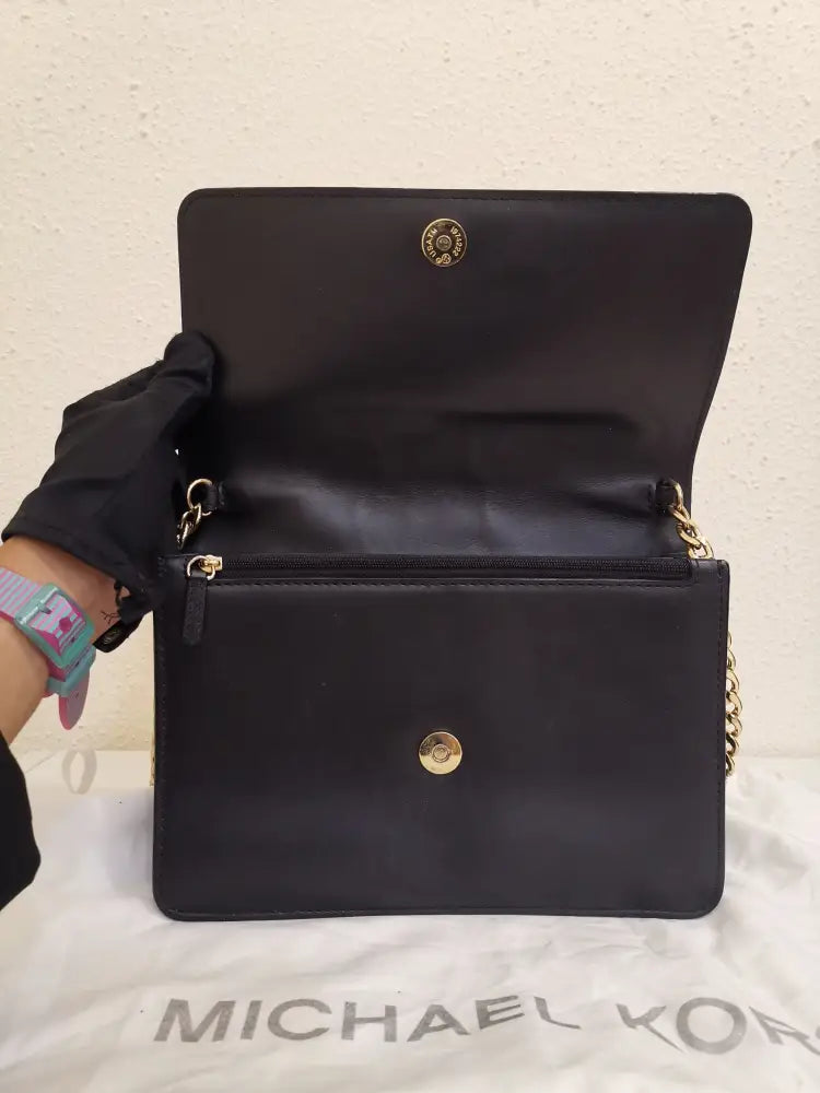 Michael Kors Leather And Patent Daniela Crossbody Bag Black 2019