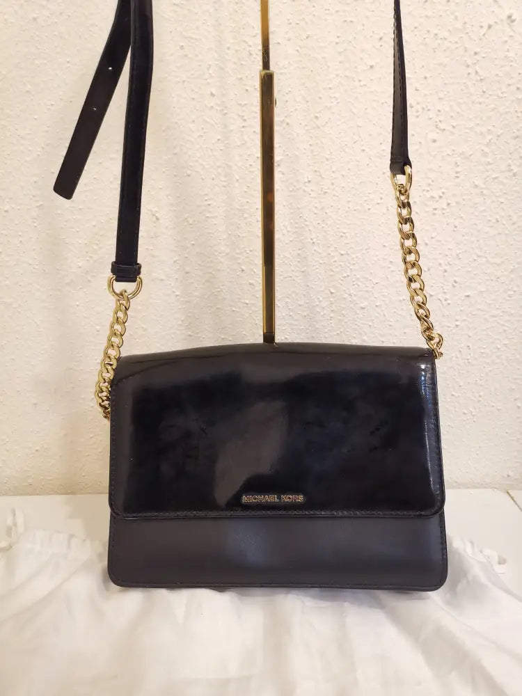 Michael Kors Leather And Patent Daniela Crossbody Bag Black 2019