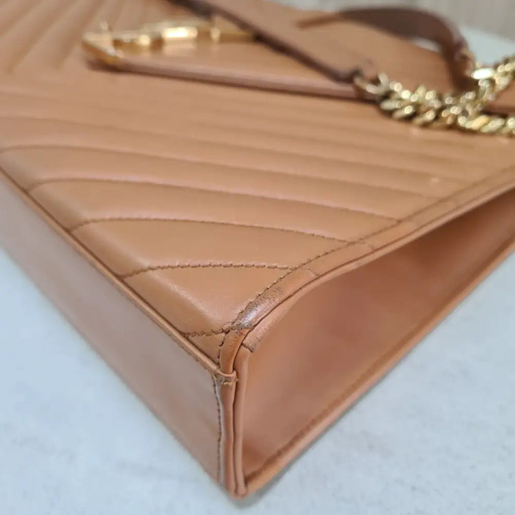 Quilted Leather Monogram Envelope Large Shoulder Bag
