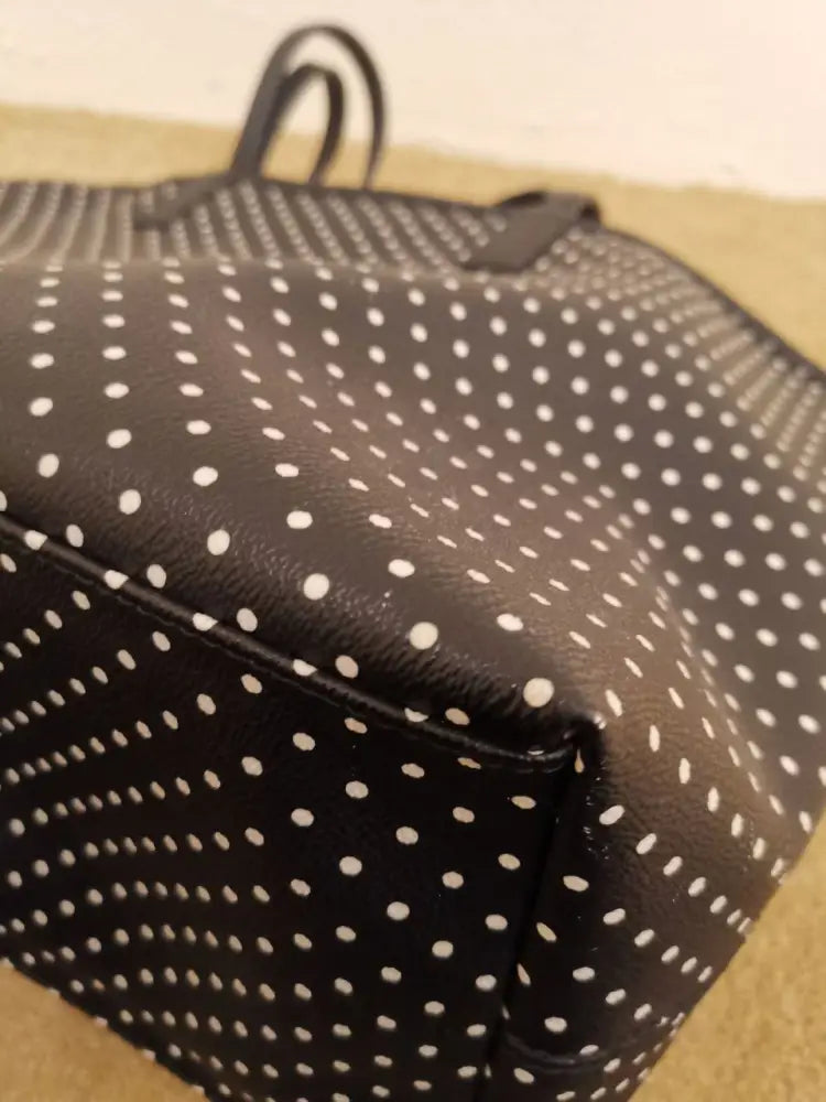 Tory Burch Kerrington Shopper Tote In Viva Mini Dot Black & White Bag