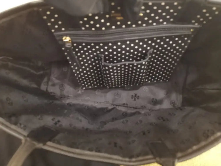 Tory Burch Kerrington Shopper Tote In Viva Mini Dot Black & White Bag