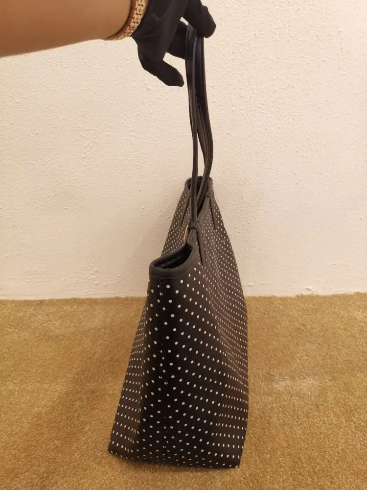 Tory Burch Kerrington Shopper Tote In Viva Mini Dot Black & White Bag