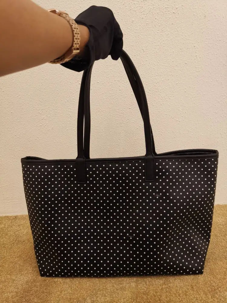 Tory Burch Kerrington Shopper Tote In Viva Mini Dot Black & White Bag