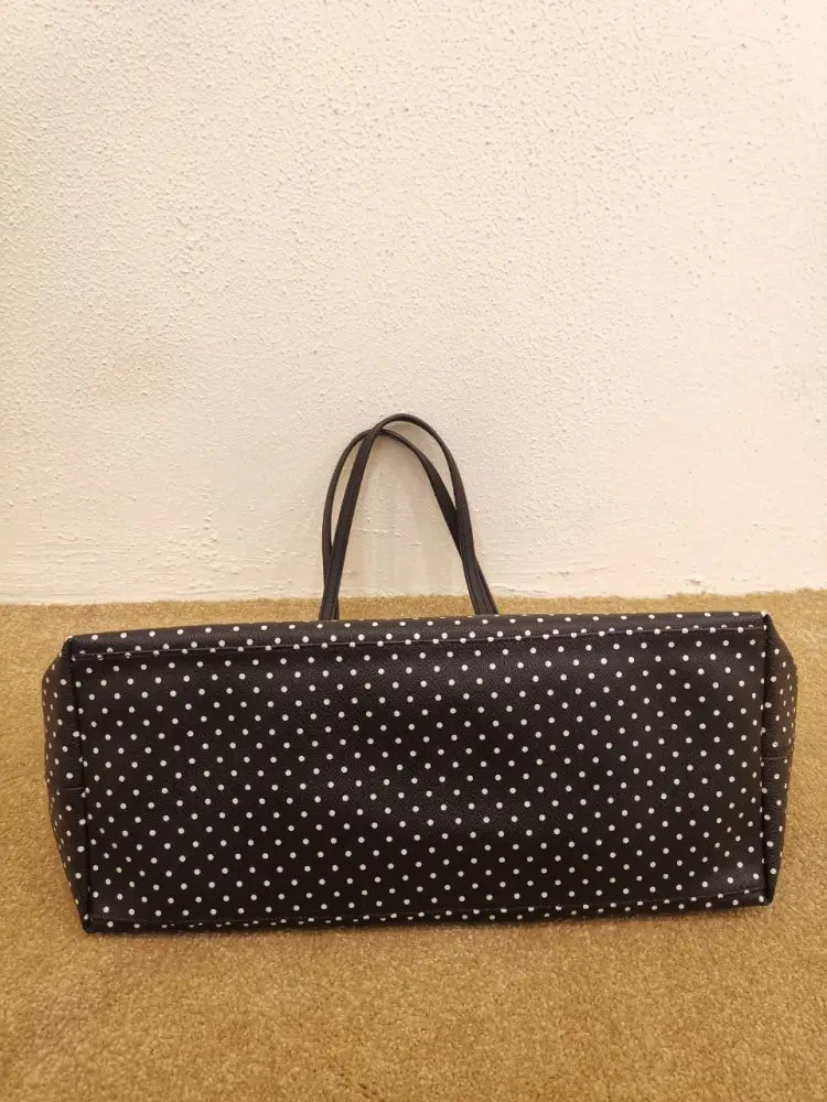 Tory Burch Kerrington Shopper Tote In Viva Mini Dot Black & White Bag