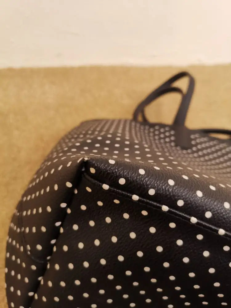 Tory Burch Kerrington Shopper Tote In Viva Mini Dot Black & White Bag