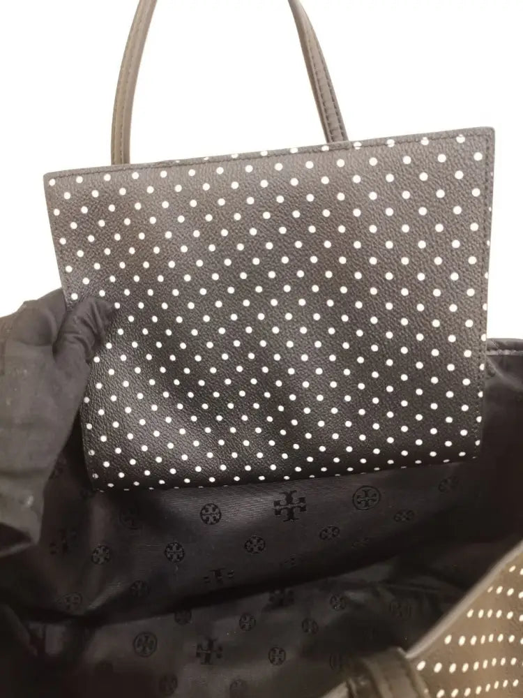 Tory Burch Kerrington Shopper Tote In Viva Mini Dot Black & White Bag