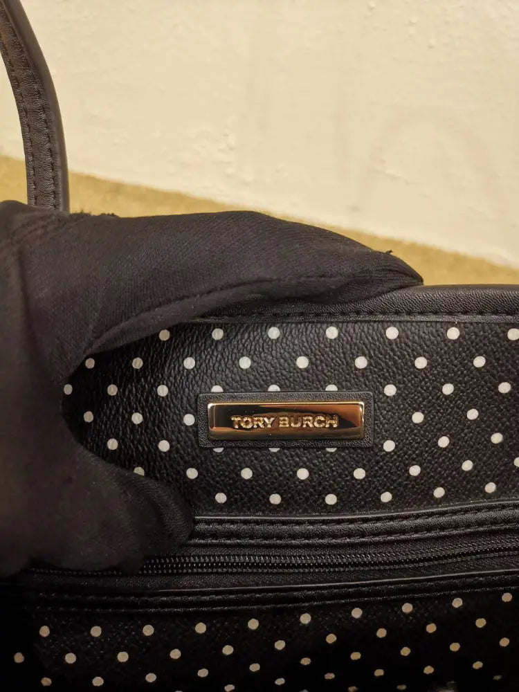 Tory Burch Kerrington Shopper Tote In Viva Mini Dot Black & White Bag