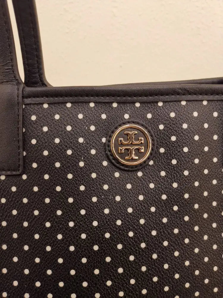 Tory Burch Kerrington Shopper Tote In Viva Mini Dot Black & White Bag