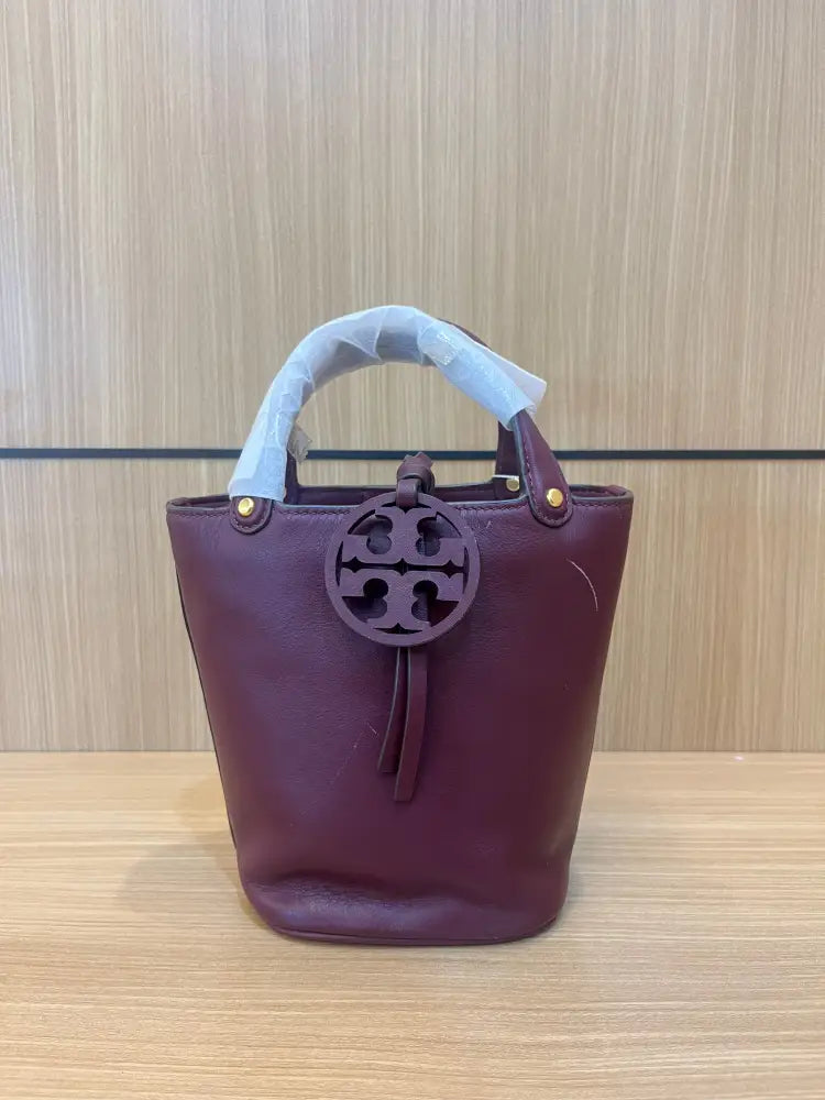 Tory Burch Miller Bucket Bag Maroon Mini 2024 Shoulder Handbags