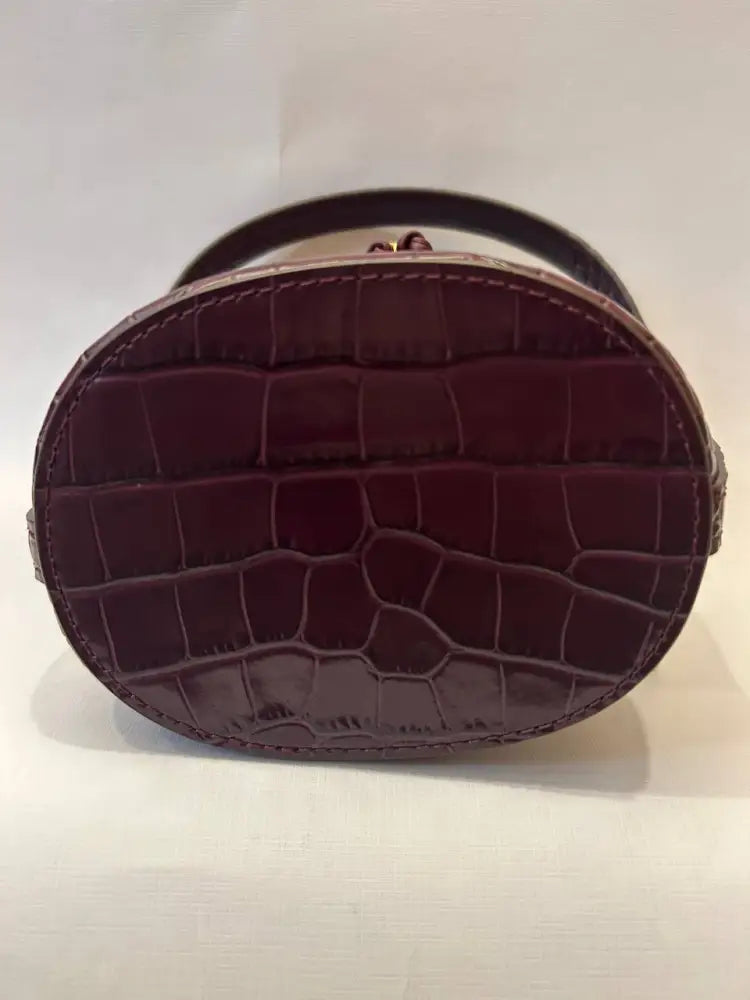 Tory Burch T Monogram Mini Chenille Bucket Bag Claret New Cream Crossbody