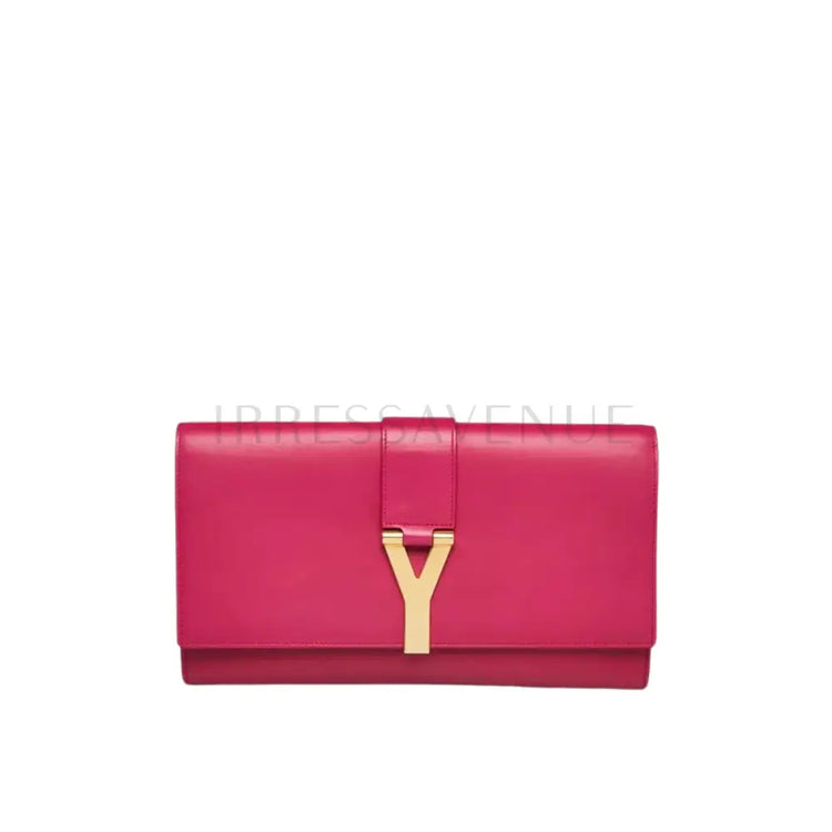 Yves Saint Laurent Sac Ligne Clutch Fuchia Ghw Pouch &