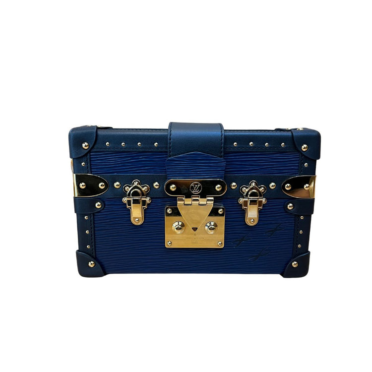 LV Petite Malle Epi Studs Blue GHW 2015