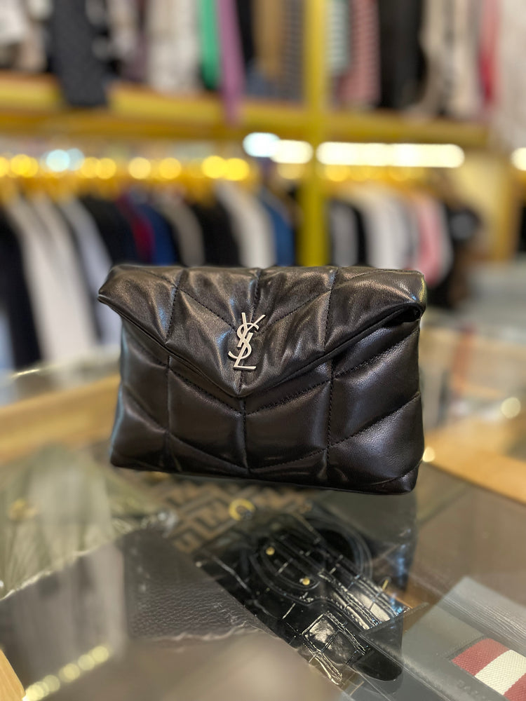 YSL Puffer Clutch Black Nappa