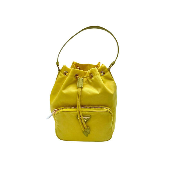 Prada Yellow Nylon And Leather Duet Mini Bucket Bag