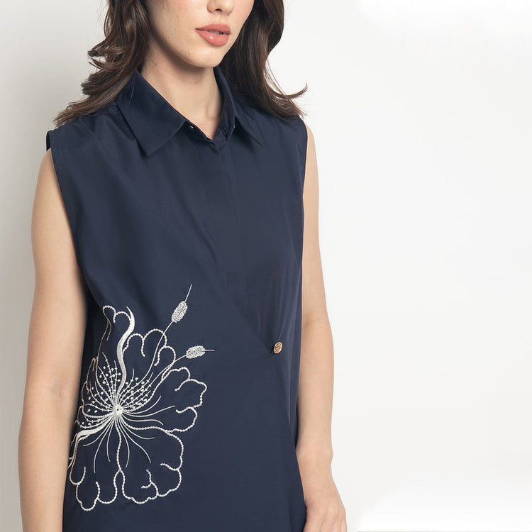 Bhuvi Top by Sroja Studio Navy L