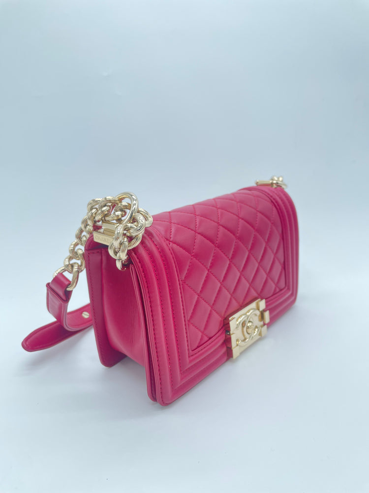 Chanel Boy Lambskin GHW 2016 uk.20 Fuschia #23