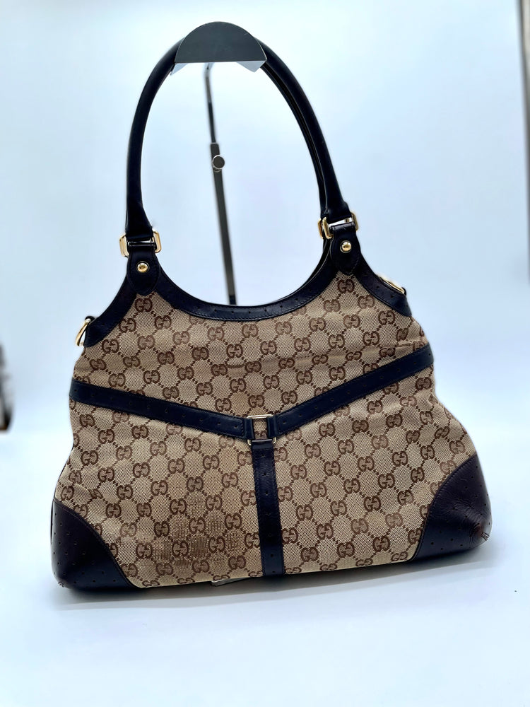 Gucci  Canvas Web Reins Logo GG Shoulder Bag