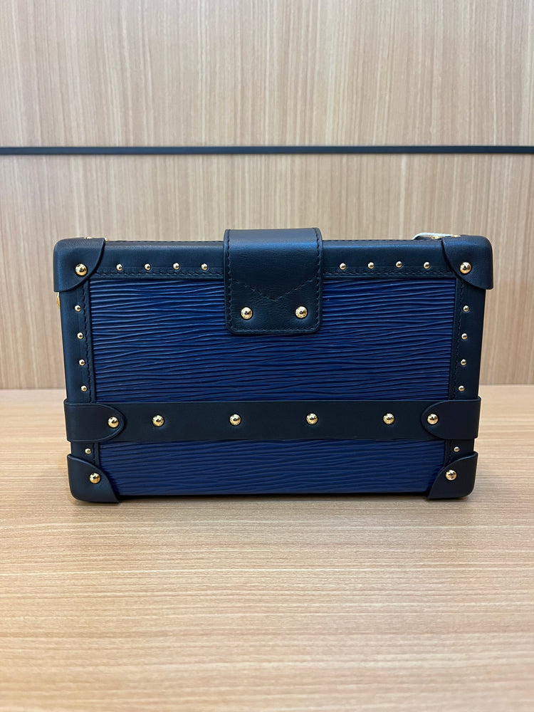 LV Petite Malle Epi Studs Blue GHW 2015