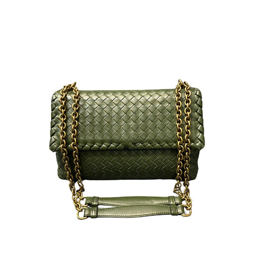 Bottega Veneta Intreciato Chain Strap Green Ghw