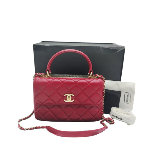 Chanel CC Trendy dark red lambskin seri 23