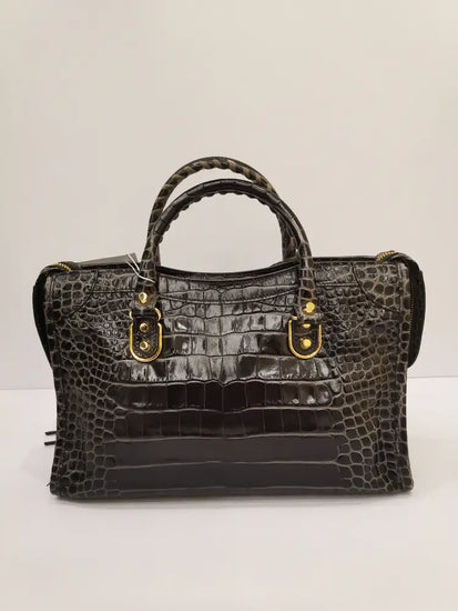 Balenciaga City Small Croco Embossed Black Ghw #U 2020 Handbag