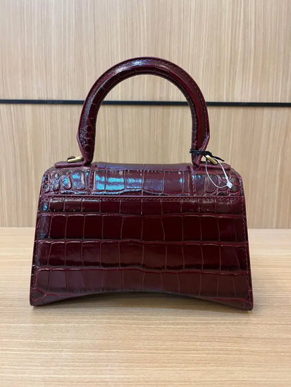 Balenciaga Hourglass Xs Croco Maroon 2024 Handbag