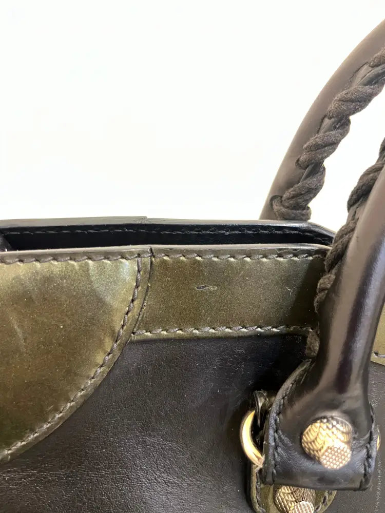 Balenciaga Matte Calfskin Patent Giant Black 2015 Shoulder Bag