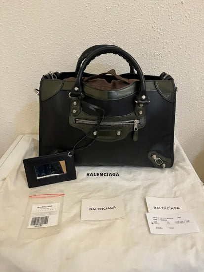 Balenciaga Matte Calfskin Patent Giant Black 2015 Shoulder Bag