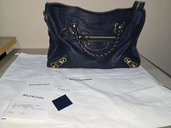 Balenciaga Medium City Edge Satchel Blue Ghw Crossbody Bag