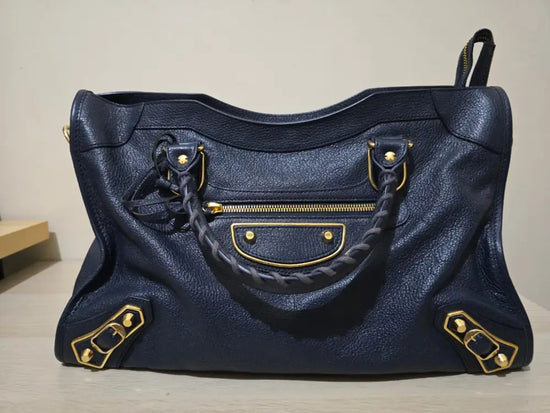 Balenciaga Medium City Edge Satchel Blue Ghw Crossbody Bag