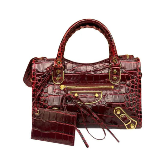 Balenciaga Mini City Edge Croco Red Ghw 2021 Handbag