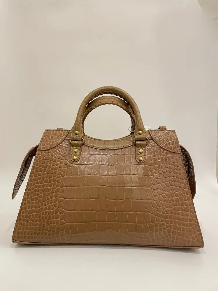 Balenciaga Neo Regular Croco Nude Ghw Handbag