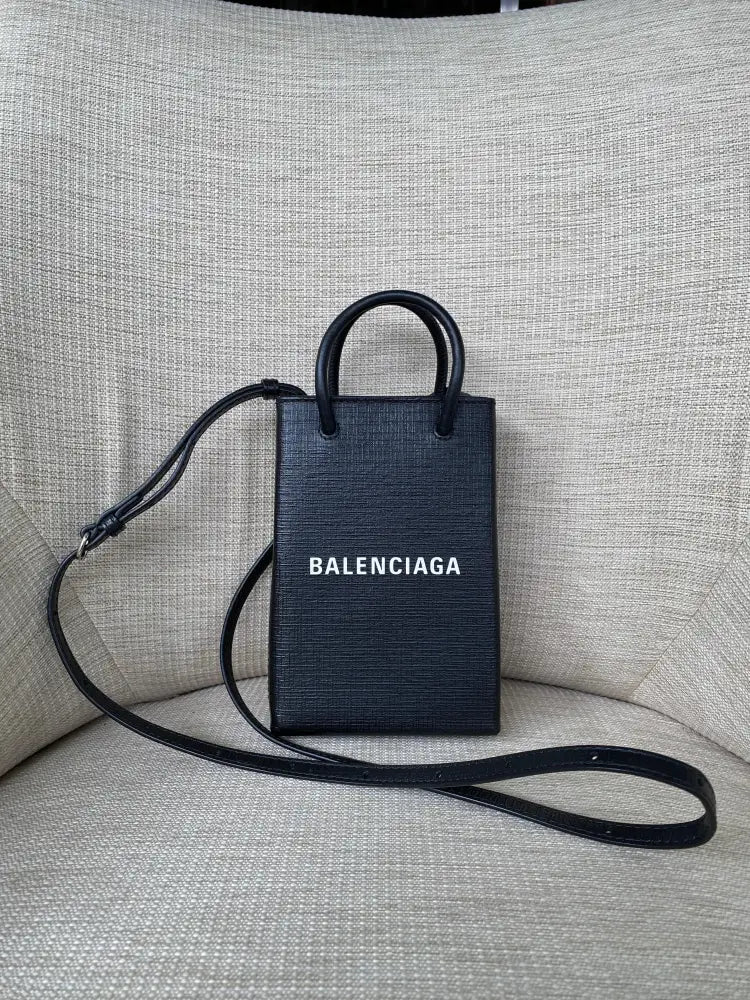 Balenciaga Shopping Phone Holder Bag Black Mini 2022