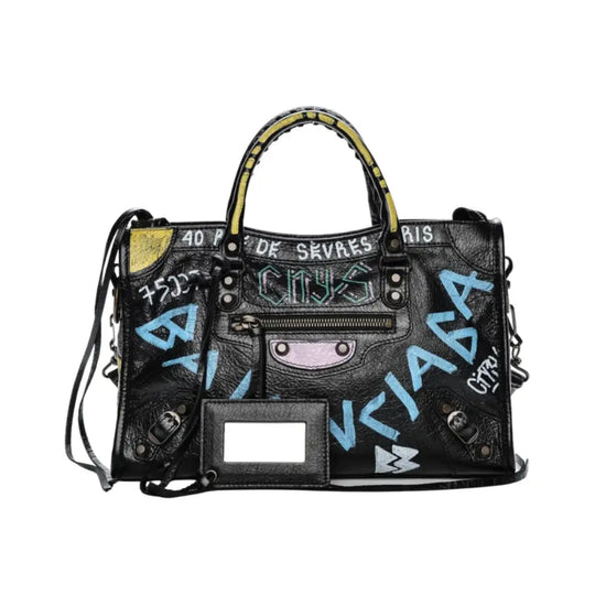 Balenciaga Small City Black Graffiti 2019 Handbag