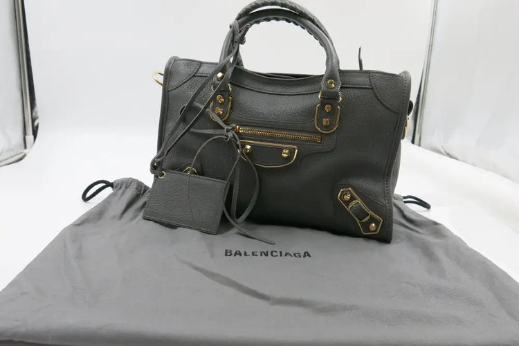 Balenciaga Small City Edge Medium Grey / Gris Acier Ghw Crossbody Bag