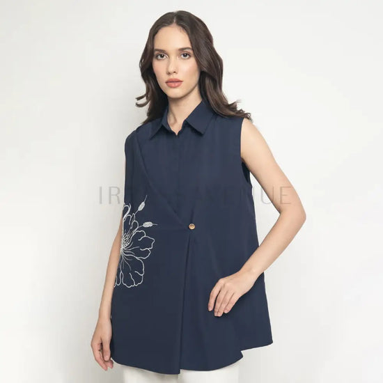 Bhuvi Top By Sroja Studio Navy L Clothing