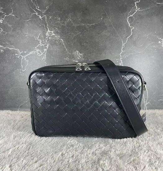 Bottega Veneta Black Medium Intrecciato Camera Bag Crossbody