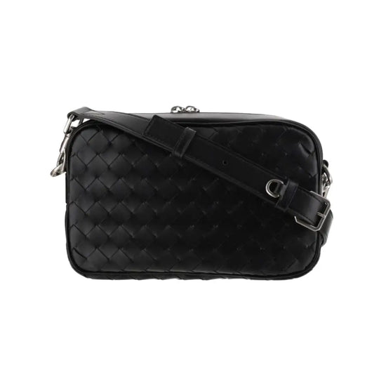 Bottega Veneta Black Medium Intrecciato Camera Bag Crossbody